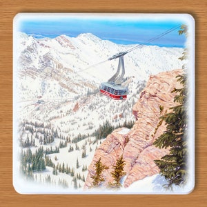 Snowbird Ski Themed Coasters Skier Snowboarder Gift Snowbird Tram, Pipeline, Moose, Porcupine image 2