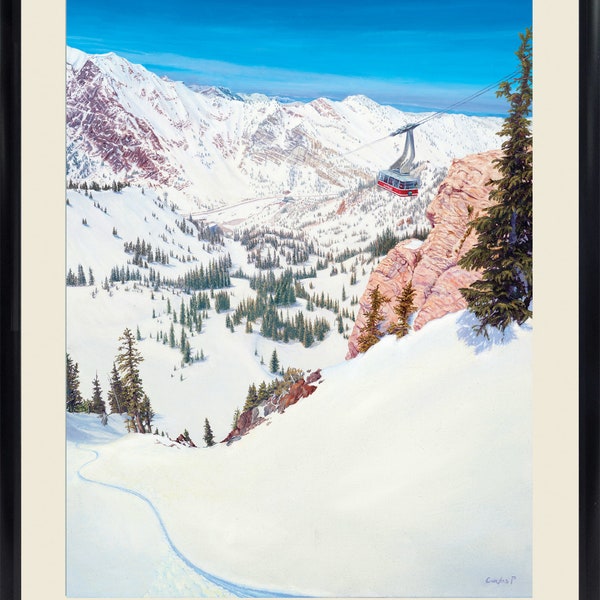 Snowbird Ski Resort Poster - Tram overlooking the Cirque, - Wall Art - Gift for Skier / Snow Boarder- Utah Ski Resorts Artwork -