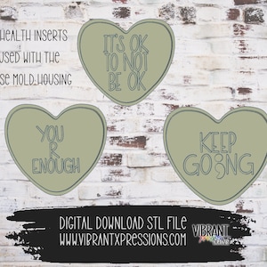 Interchangeable Convo Heart Mental Health 2 Inserts Mold Housing Mold Maker STL File  Freshies, Aroma Beads, Freshie Mold, Aroma Bead Mold