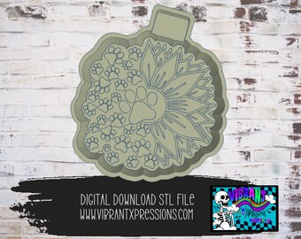 Zonnebloem met pootafdruk Mould Maker STL-bestand voor verse producten en kaarsen