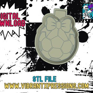 May include: A 3D printable STL file for a soccer ball ornament with a bow. The ornament is shaped like a soccer ball with a bow on top. The file is available for digital download.