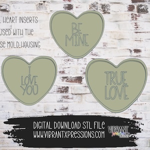 Interchangeable Convo Heart Traditional 1 Inserts Mold Housing Mold Maker STL File  Freshies, Aroma Beads, Freshie Mold, Aroma Bead Mold