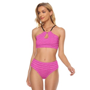 Sissy Cuckold Cami Keyhole Two-Piece Swimsuit | Text in white Personalizable for text and color | Sizes to 6XL Ideal for Sissies Cuckolds