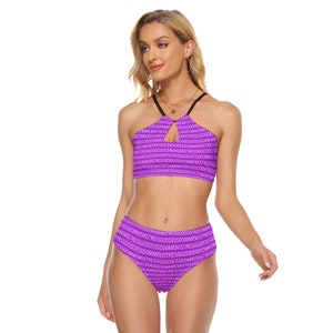 Mistress Goddess Domme Cami Keyhole Two-Piece Swimsuit | Text in white on purple Text and Color Personalizable | Ideal for Dommes Mistresses