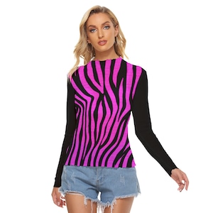 Sissy Bimbo Mesh Long Sleeve Top - pink on black. Totally personalizable for text and colors.