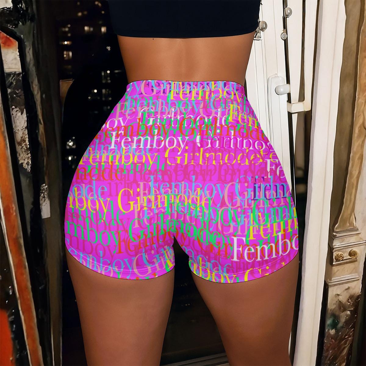 Femboy Shorts Femboy Girlmode Design in Pink Rainbow Totally ...