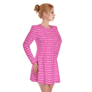 Sissy Bimbo Long-Sleeve Irish-Style Dress Pink and White Sissy Bimbo Text Ideal for Sissies Totally Personalizable for Color and Text