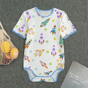 Adult Romper with Space Rocket Design and Blue Edge ABDL | Totally personalizable | sizes XS to 4XL