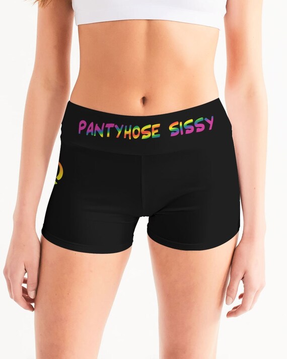 Pantyhose Sissy Rainbow Mid Rise Yoga Shorts Fully Personalizable