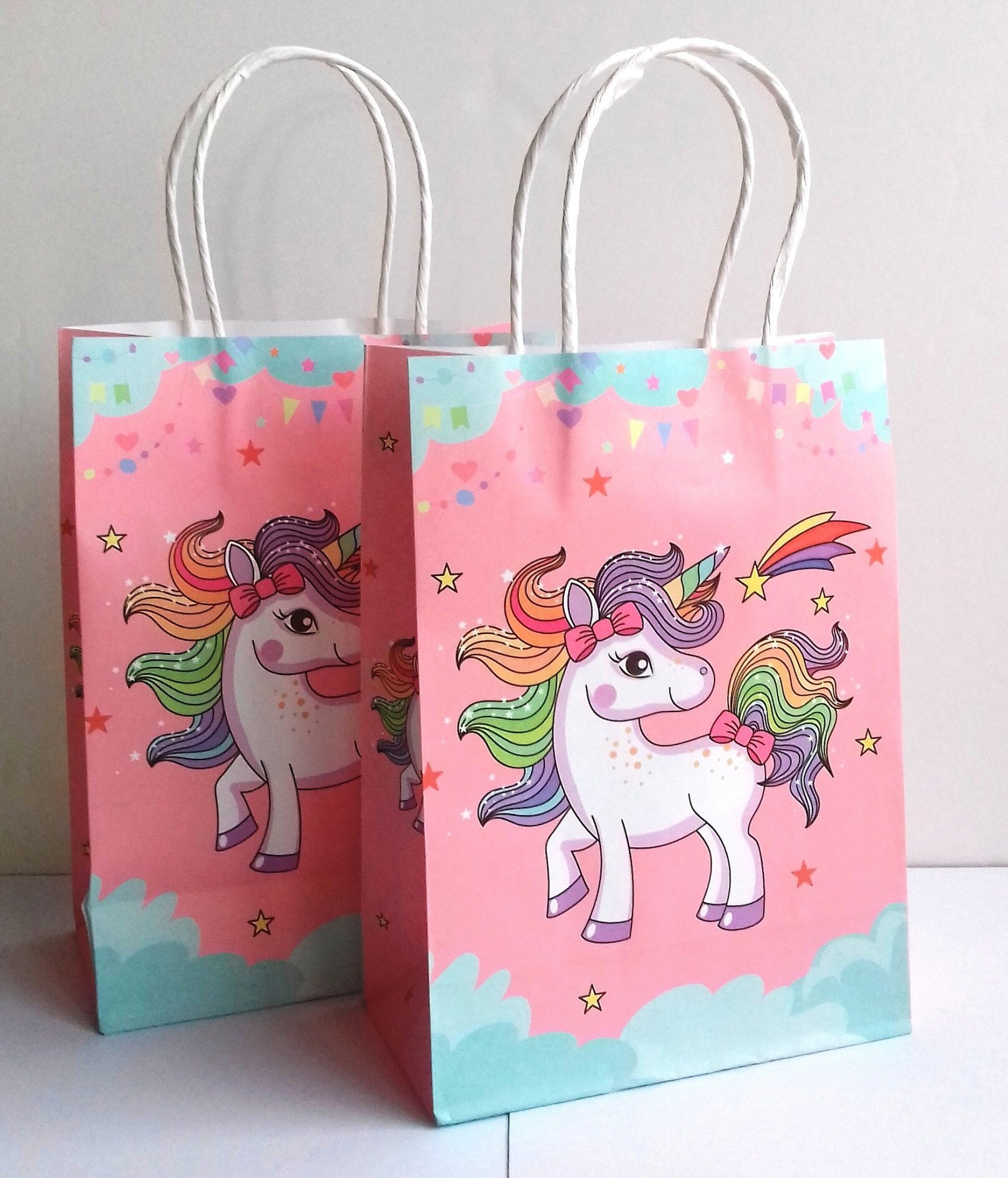 Rainbow Unicorn Handle Gift Bag Unicorn Gift Bag Party Treat Etsy