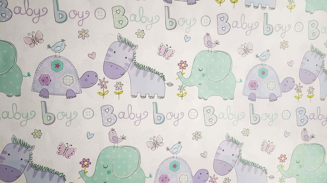 Baby Boy Birthday Gift Wrap Paper Flat Sheets Baby Showers | Etsy