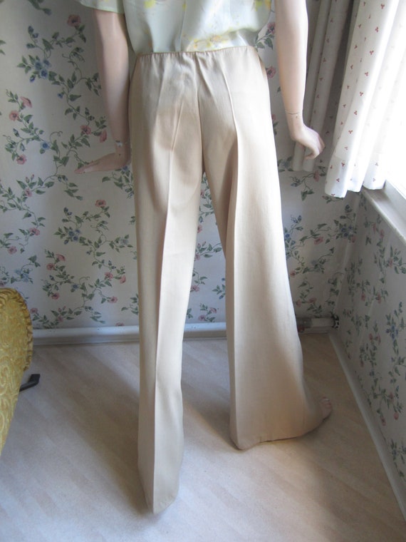 beige 1970s flared low waisted wool pants, size s… - image 6