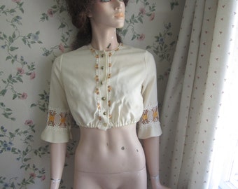 Deadstock 1970s/1980s Cropped Dirndl Blouse Peasant Blouse - Etsy