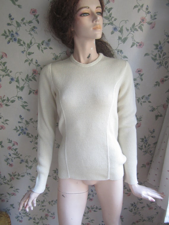 1960s/1970s offwhite Skipullover, 100% wool, size… - image 2