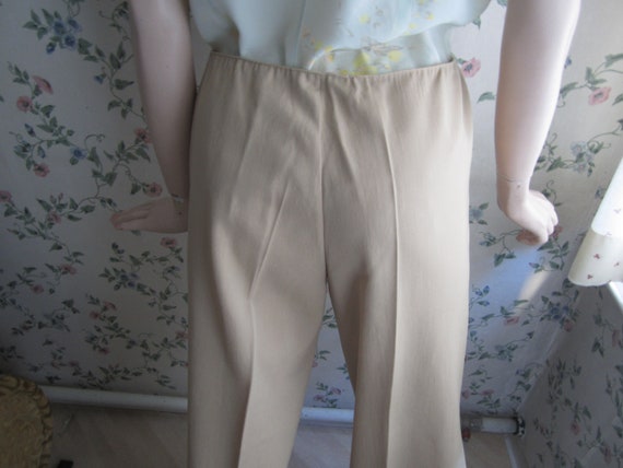 beige 1970s flared low waisted wool pants, size s… - image 10