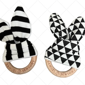 黒と白の綿と木の感覚ウサギの耳
