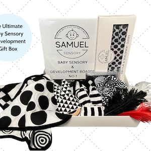 BABY Sensory Box Development Set, Toddler Busy Board, Kids Growth Activity Toys, Montessori Baby Gifts Basket, High Contrast Black And White