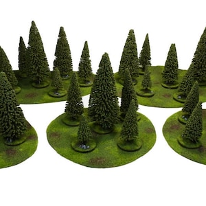 Wargame-terrein - set bosbomen - GESCHILDERD - Miniatuur Wargaming & RPG-terrein