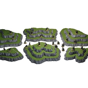 Wargame terrain - Stackable Hill set – PAINTED FLOCKED - Miniature Wargaming & RPG terrain