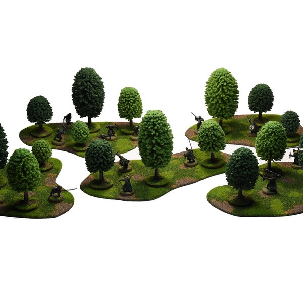 Wargame terrain - Forest set with decidious trees – PAINTED - Miniature Wargaming & RPG terrain
