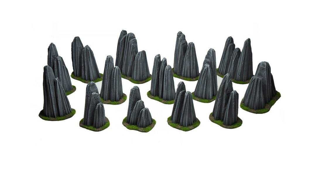Wargaming Rocks - 14 Rock Formation - Handmade, Painted and Flocked ...
