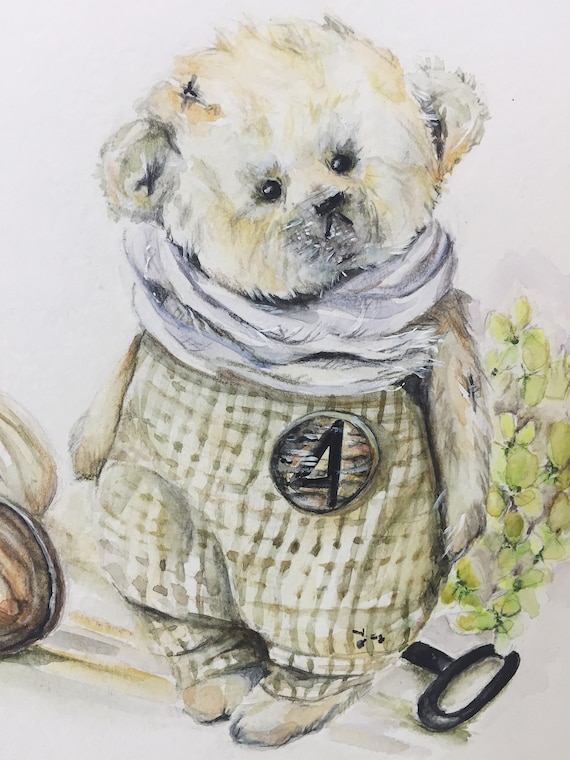 teddy bear watercolor painting