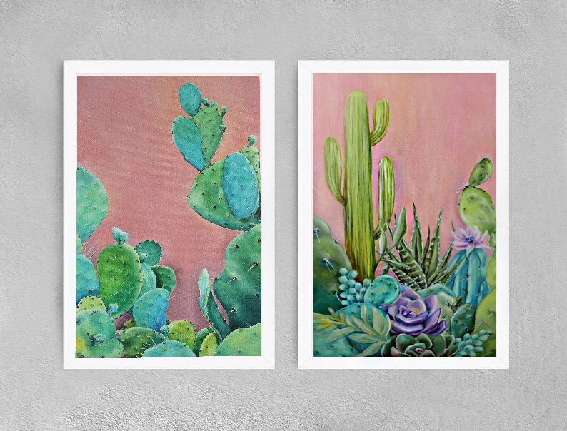 Large Cactus Print Succulent Artworkcactus Paintingcactus Etsy New Zealand
