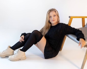 Jumper, Black business clothes for women, goth clothes, mouring clothes, Black clothes, sweater, Black oversize sweater,