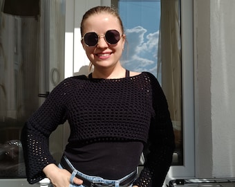 Crochet crop-top, bolero for teenagers