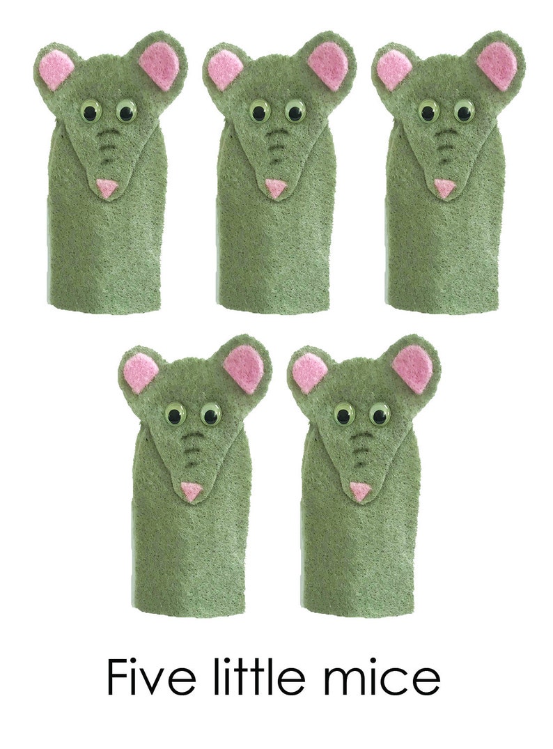Five Little Mice Finger Puppets Etsy