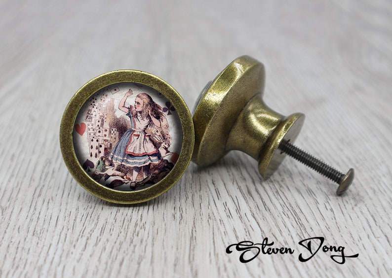 Alice in Wonderland Retro Bronze Dresser Knobs Cabinet Knobs Furniture Knobs 5 Colors to Choose Customized