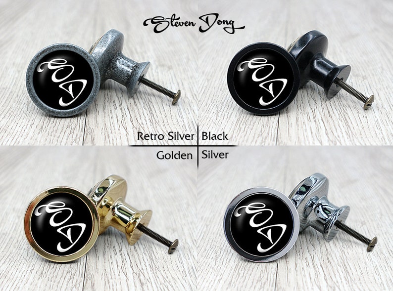 Dragon illustration Retro Black Dresser Knobs Cabinet Knobs Furniture Knobs 5 Colors to Choose Customized