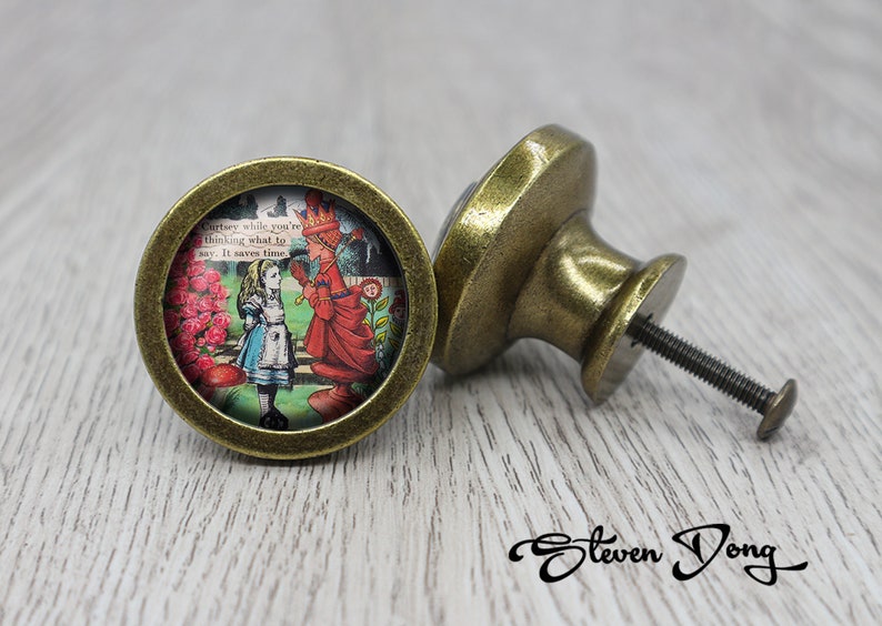 Alice in Wonderland Retro Bronze Dresser Knobs Cabinet Knobs Furniture Knobs 5 Colors to Choose Customized