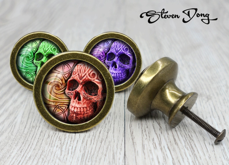 Skull Retro Bronze Dresser Knobs Cabinet Knobs Furniture Knobs 5 Colors to Choose Customized