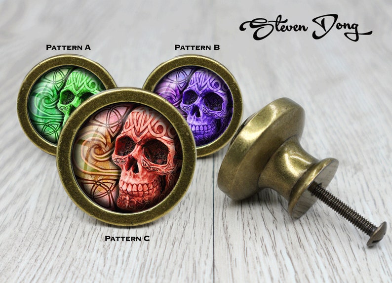 Skull Retro Bronze Dresser Knobs Cabinet Knobs Furniture Knobs 5 Colors to Choose Customized