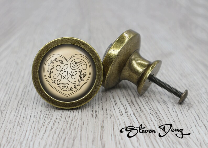 Love Retro Bronze Dresser Knobs Cabinet Knobs Furniture Knobs 5 Colors to Choose Customized