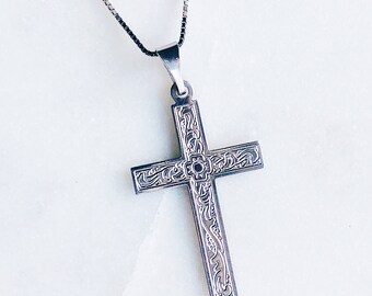 2 3//8/" Patriarchal Cross Virgin Mary Pendant 14K Yellow Gold Clad Silver 925