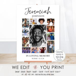 Collage de fotos de funeral, celebración de la vida, en memoria de un ser querido, póster conmemorativo, letrero de funeral, impresión de We Edit You, impresión digital