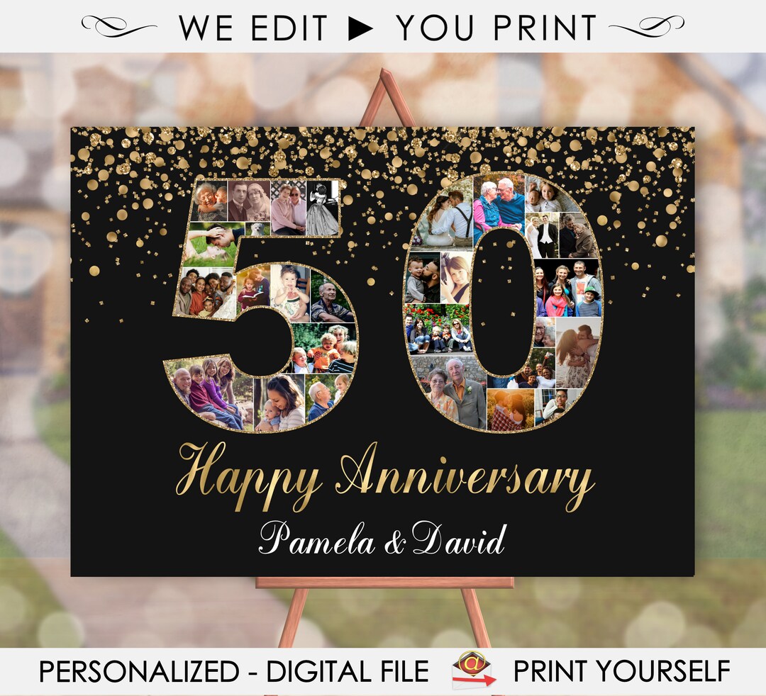 50th Wedding Anniversary Photo Collage, Personalized Photo Gift, 50th ...