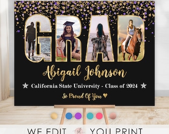Graduation Photo Collage, Grad Pictures Poster, Graduation Party, Graduate Celebration, Senior Collage Class of 2024, Digital File Printable