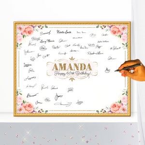 Enseigne d'anniversaire de livre d'or, affiche de signature, affiche de signature, anniversaire pour grand-mère livre d'or souvenir personnalisé, fichier numérique à imprimer, P44