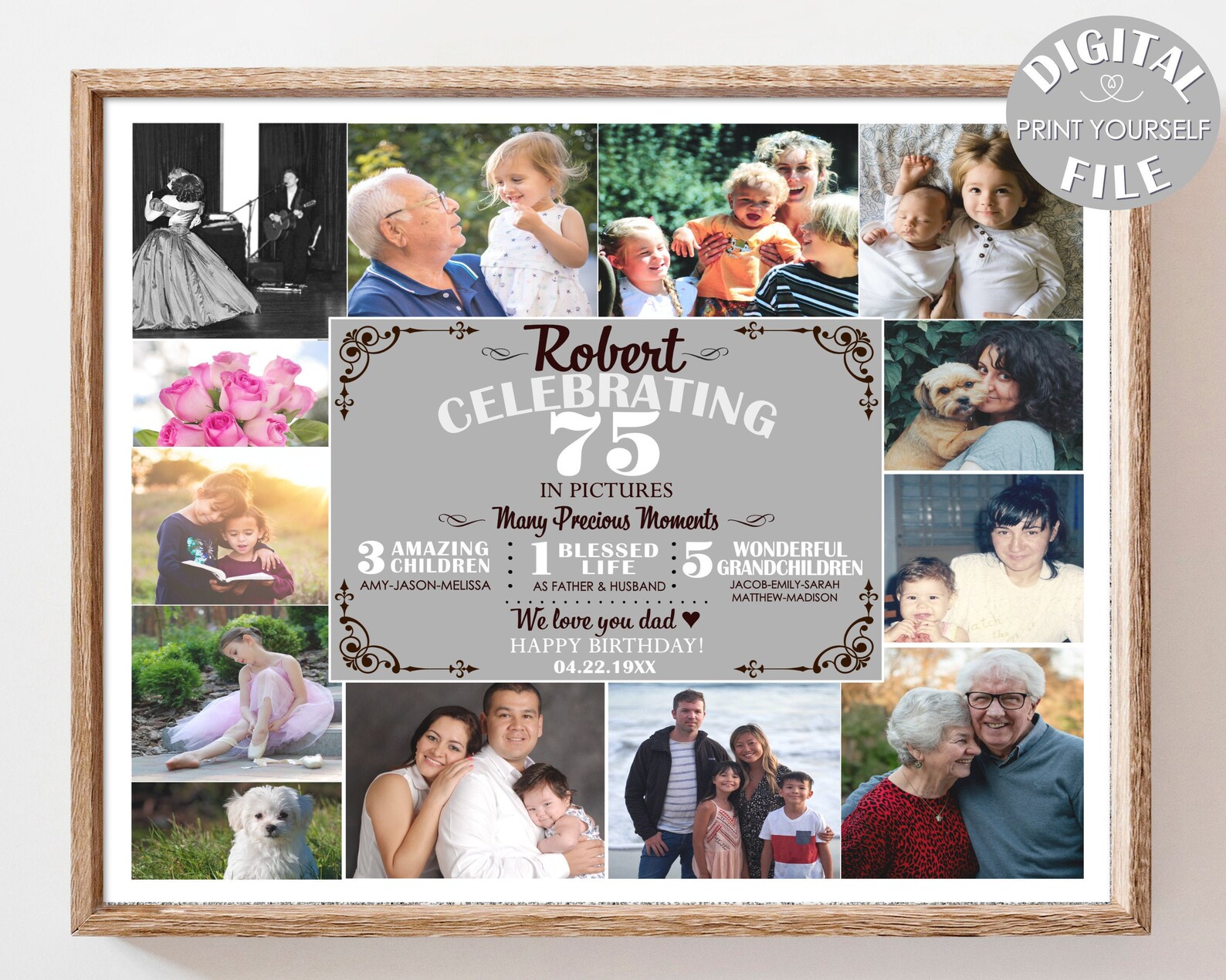 75. FotoCollage 75. Geburtstag Geschenk für Papa Opa 75 Etsy