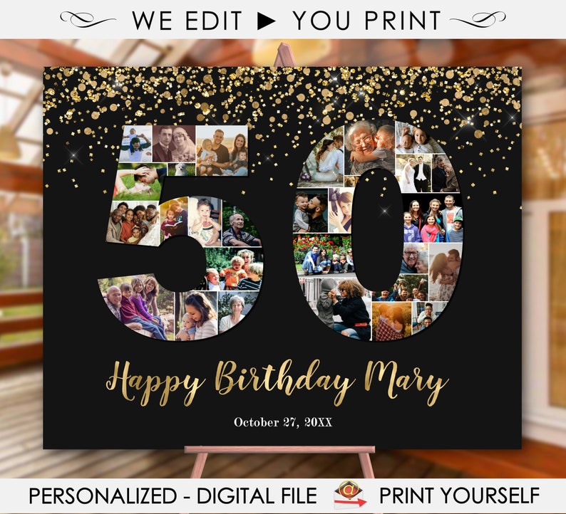 50th Birthday Photo Collage 50th Anniversary Collage 50 Etsy