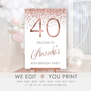Birthday Welcome Sign, 40th Birthday Party Decorations, Printable Welcome Poster, 30th, 50th, 60th, Personalized, Digital File, P92