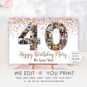 40 Geburtstag Foto-Collage, 40 Jahre Collage, 40 Zahlenbilder, 45 Foto Poster, Frau, Mann, personalisiert, Digitale Datei zum ausdrucken