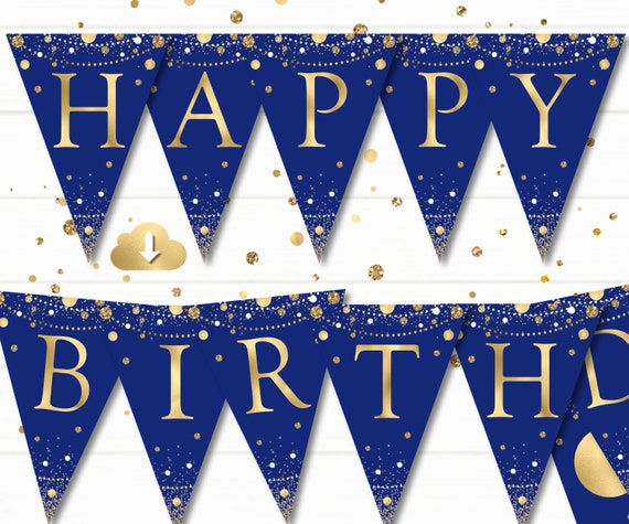 Gold happy 2024 birthday banner