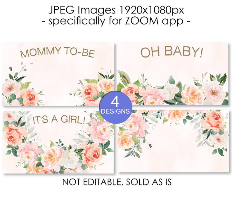 Virtual Baby Shower Girl Background Zoom Background Baby Etsy Israel