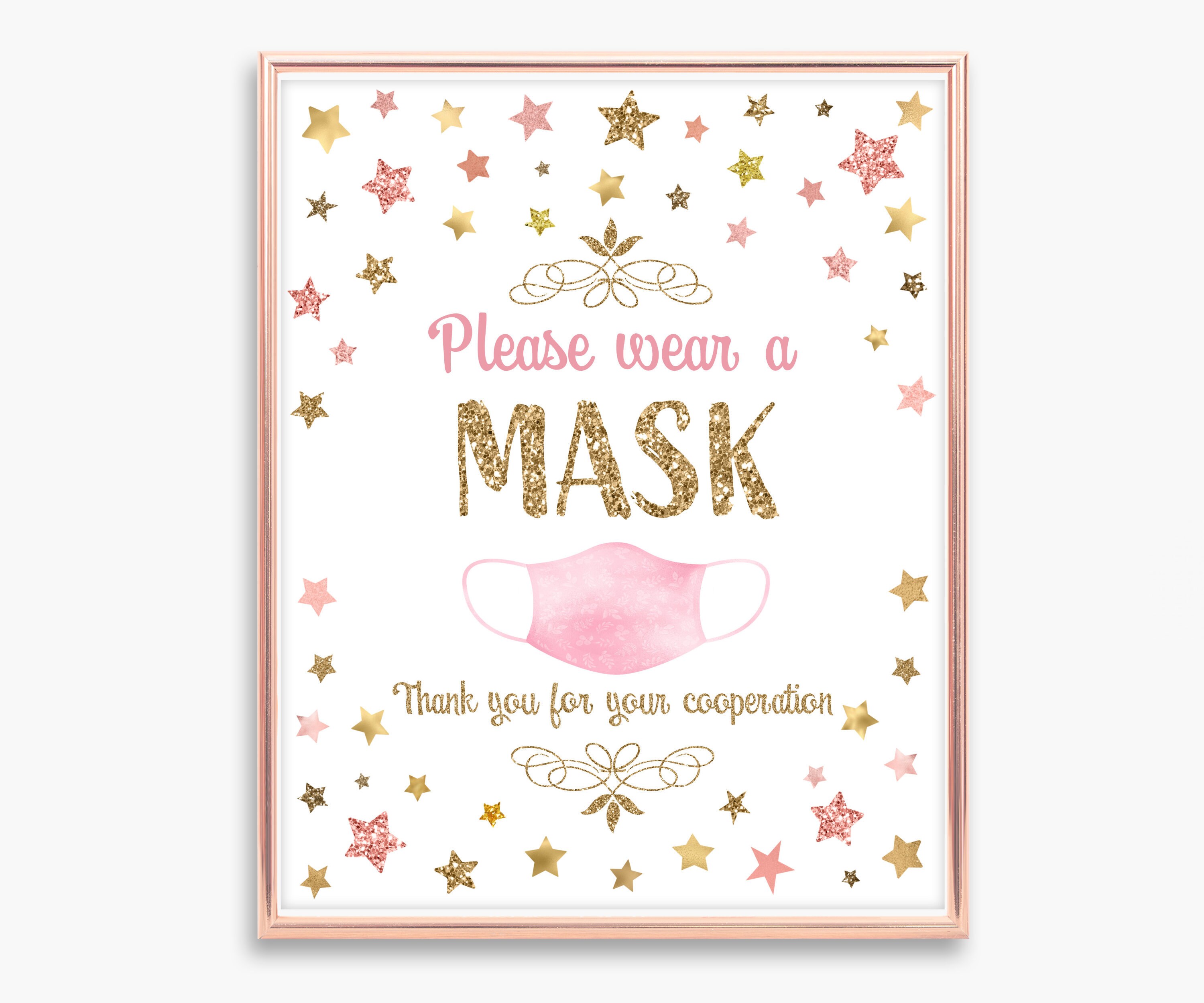 Wear a Mask Sign Baby Shower Twinkle Mask Birthday Girl Etsy