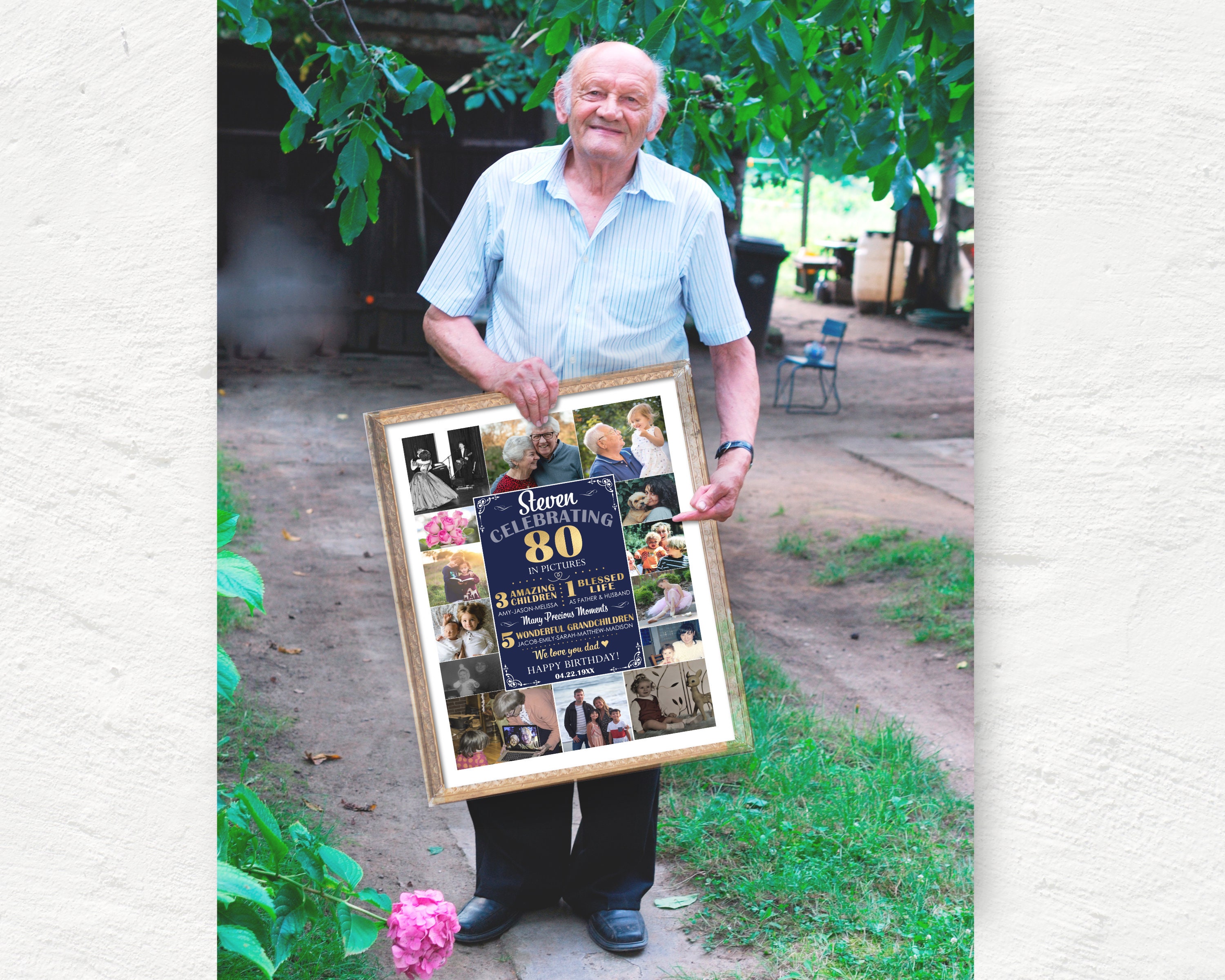 80. Geburtstag Fotocollage 80 Geburtstagsgeschenk für Papa Etsy