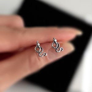 Snake Stud Earrings – Sterling Silver Serpent Earrings – Dainty Minimalist Jewelry – Gift for Women – Handmade Look